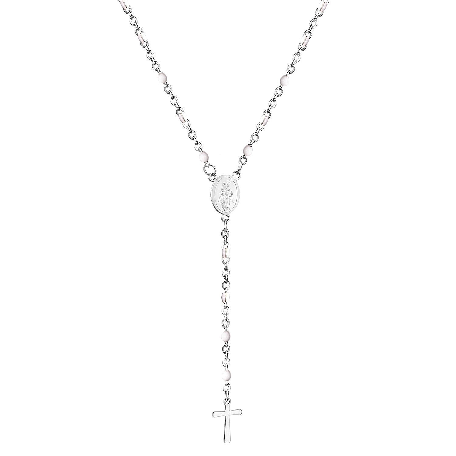 ASON Long Scapular Catholic Rosaries Beads Christian Cross Pendant Necklaces Stainless Steel for Women Men Jewelry Chokers asonjewelry